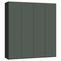 DREHTÜRENSCHRANK 203/220/59 cm 4-türig Grau, Grün, Schwarz  - Silberfarben/Schwarz, Design, Glas/Holzwerkstoff (203/220/59cm) - Jutzler