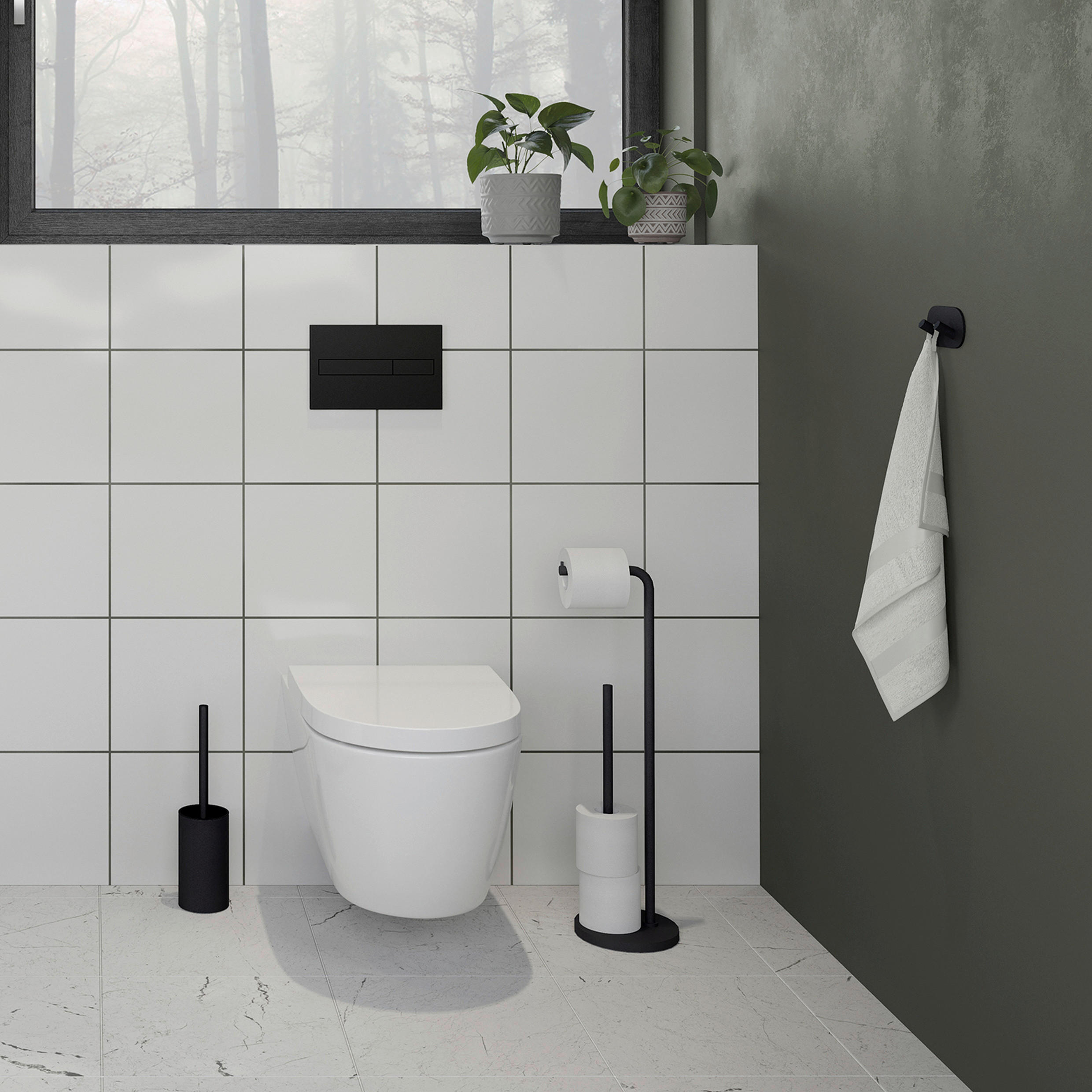 TOILETTENPAPIERHALTER - Schwarz, Basics, Metall (17/60/17cm) - Smedbo