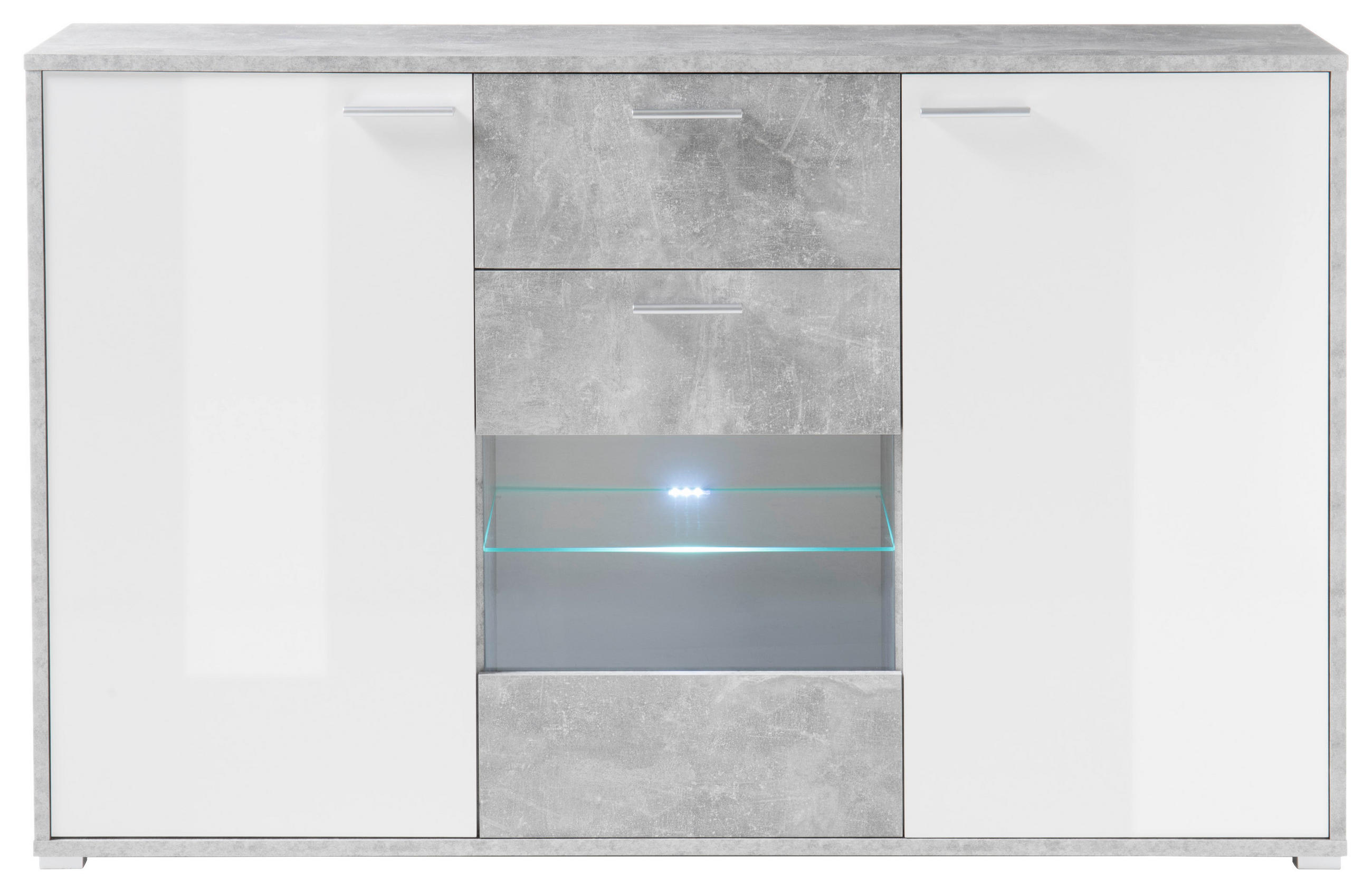 XXXL ŠIROKÁ KOMODA, sivá, biela, 180/112/37 cm