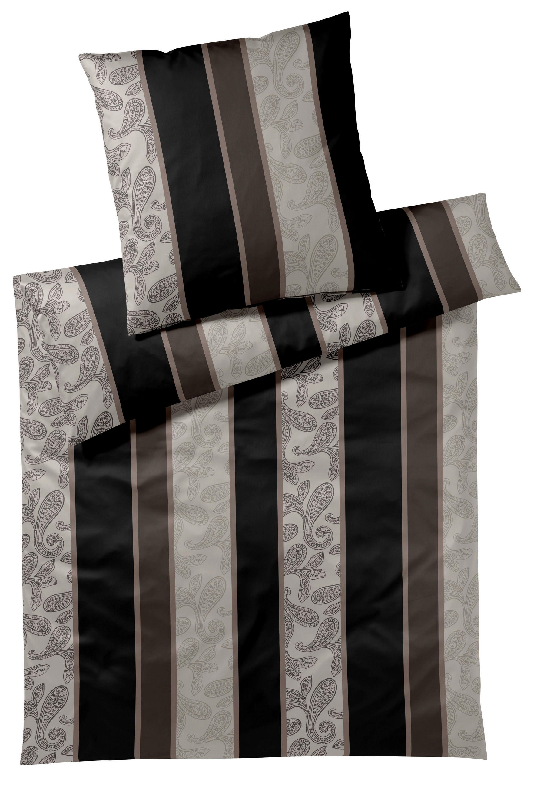BETTWÄSCHESET Makosatin 160/210 cm  50 cm/70 cm  - Schwarz, Design, Textil (160/210cm) - Joop!