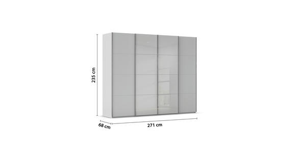 SCHWEBETÜRENSCHRANK 271/235/68 cm 4-türig Grau  - Chromfarben/Grau, KONVENTIONELL, Glas/Holzwerkstoff (271/235/68cm) - Novel