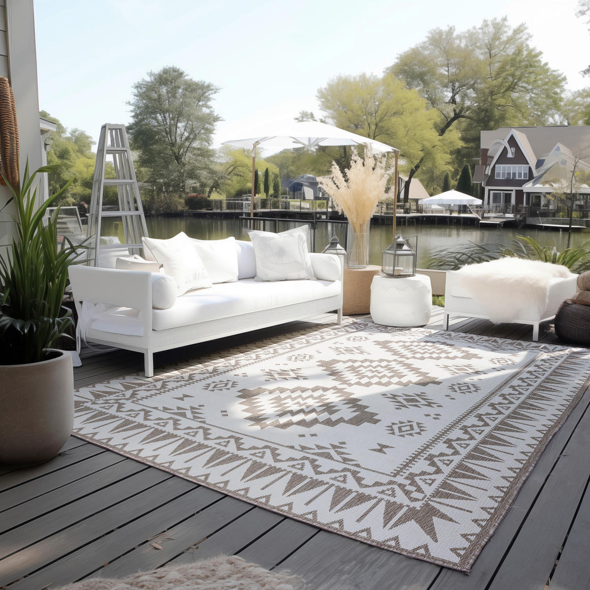 OUTDOORTEPPICH 200/290 cm Gemini Weiß, Cappuccino  - Weiß/Cappuccino, Design, Kunststoff/Textil (200/290cm) - Elle Decoration