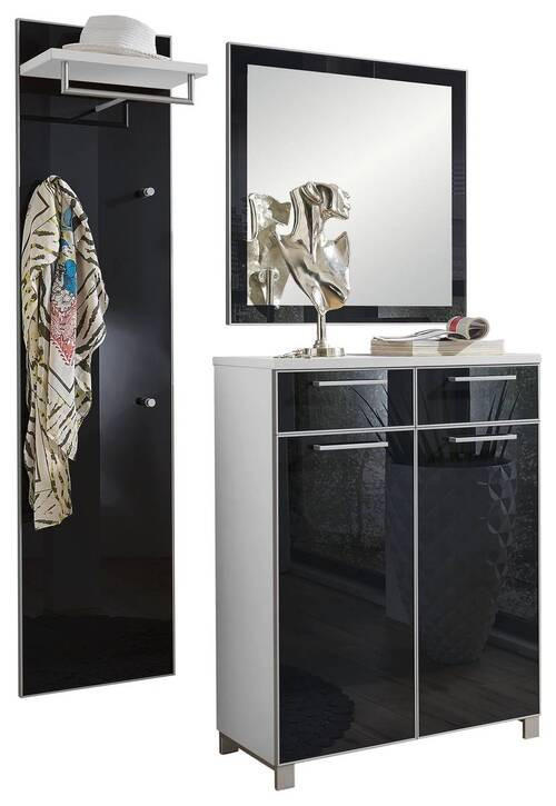 GARDEROBE 3-teilig  in 135/195/37 cm  - Anthrazit/Weiß, Design, Glas/Holzwerkstoff (135/195/37cm)