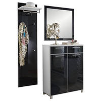 GARDEROBE 3-teilig  in 135/195/37 cm  - Weiss/Anthrazit, Design, Glas/Holzwerkstoff (135/195/37cm)