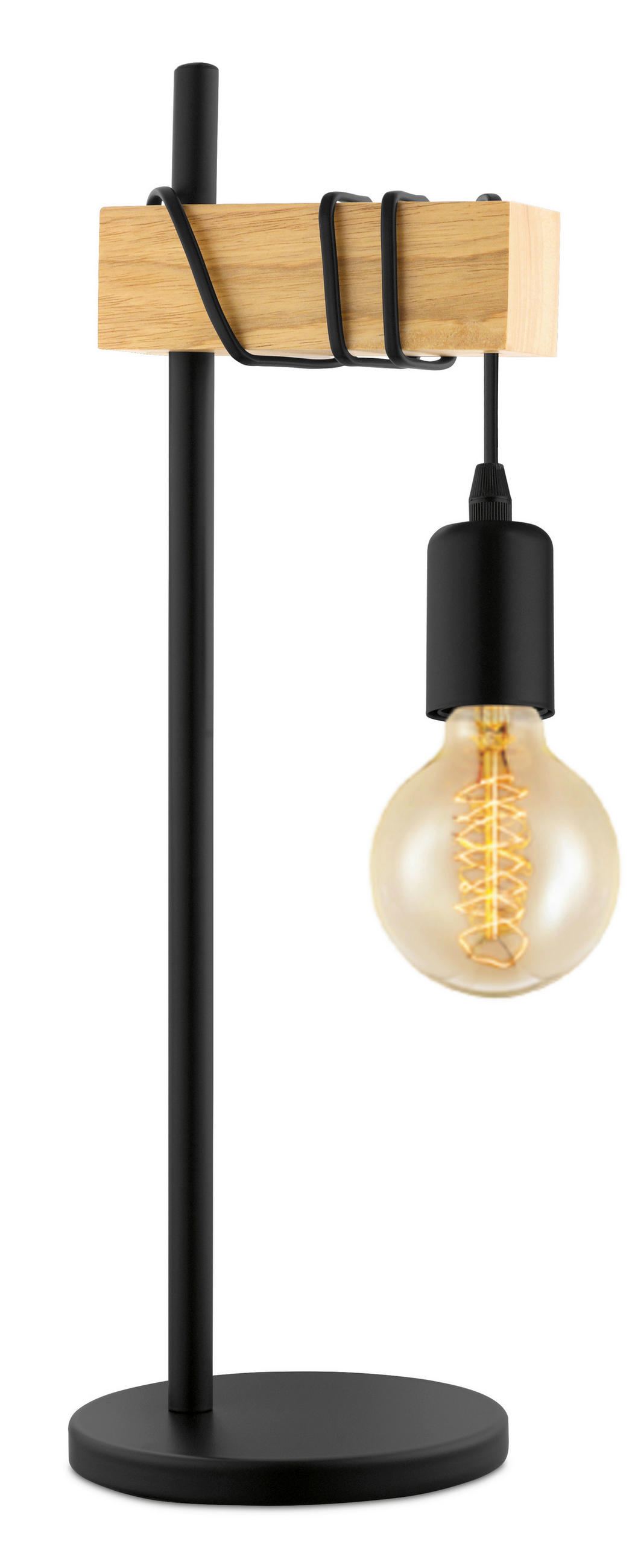 TISCHLEUCHTE 15,5/50/17,5 cm   - Schwarz/Braun, KONVENTIONELL, Holz/Metall (15,5/50/17,5cm)