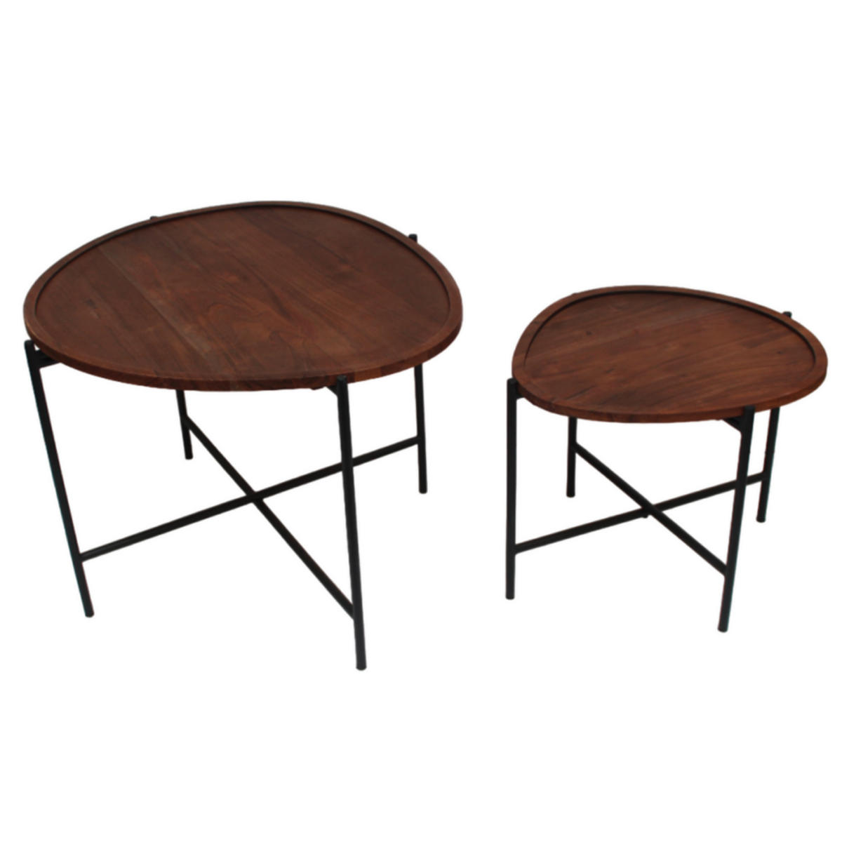 SADA KONFERENČNÝCH STOLÍKOV, hnedá, drevo, 65/58/45 cm - hnedá/čierna, Modern, kov/drevo (65/58/45cm) - MID.YOU
