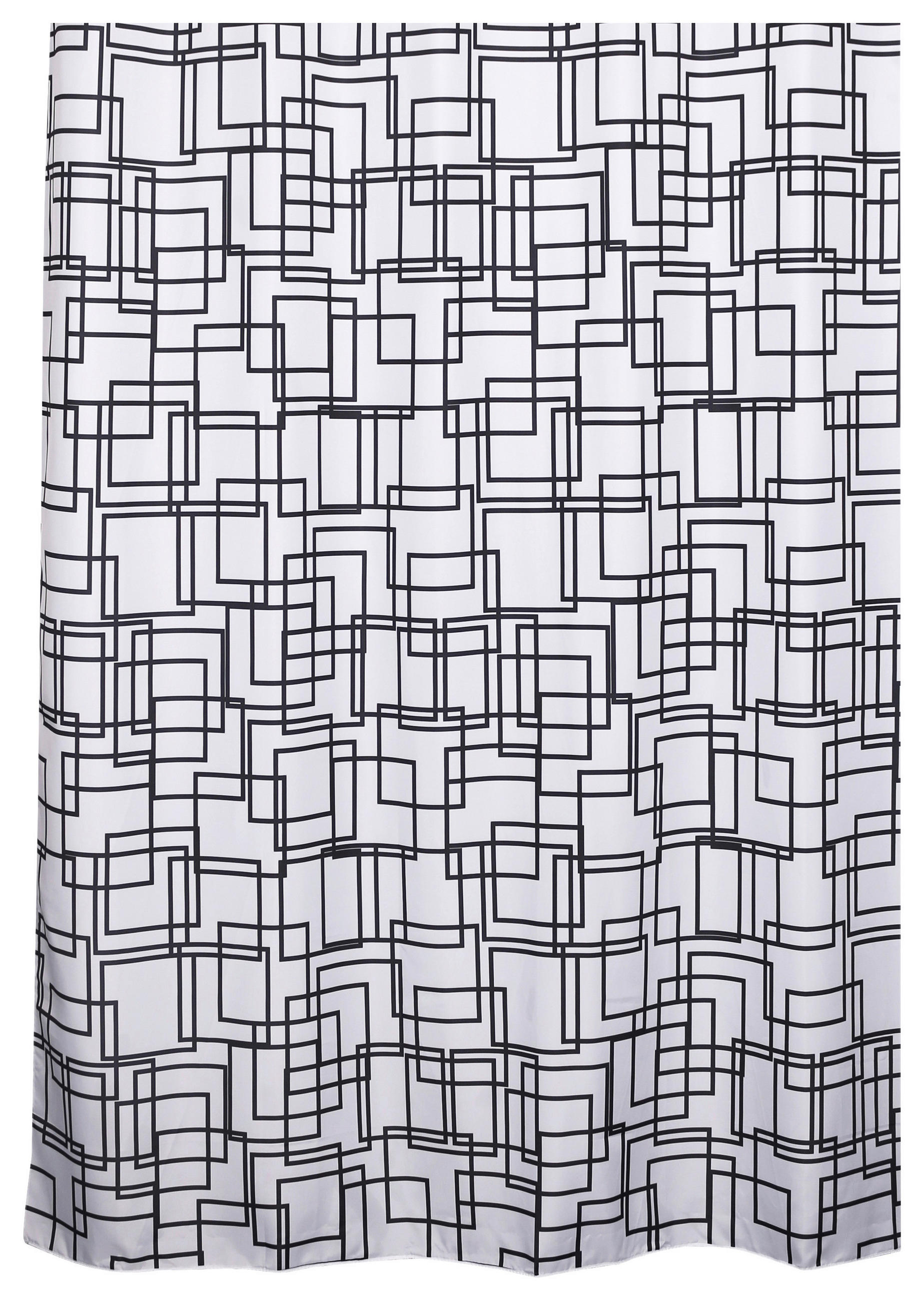DUSCHDRAPERI 180/200 cm  - vit/svart, Design, textil (180/200cm)