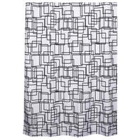 DUSCHDRAPERI 180/200 cm  - vit/svart, Design, textil (180/200cm)
