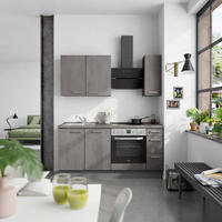 KÜCHENBLOCK Riva 180 cm  in Schieferfarben  - Schieferfarben/Edelstahlfarben, MODERN, Holzwerkstoff/Metall (180cm) - Nobilia