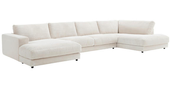 WOHNLANDSCHAFT in Cord Weiß - Schwarz/Weiß, Design, Kunststoff/Textil (190/425/224cm) - Hom`in