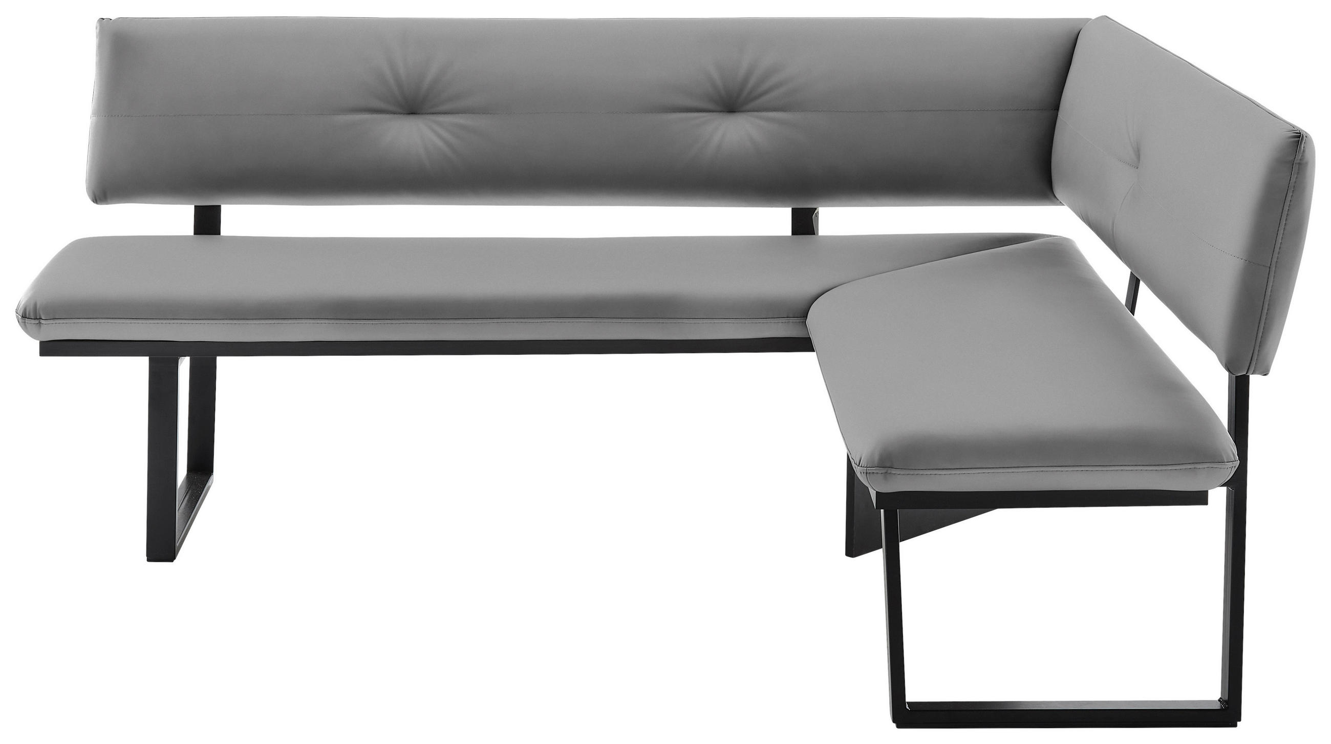ECKBANK in Metall, Textil Schwarz, Hellgrau  - Hellgrau/Schwarz, Modern, Textil/Metall (190/150cm) - Cantus