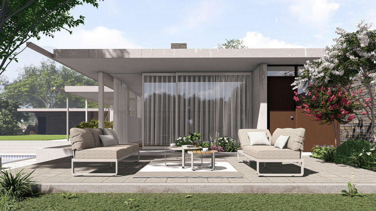 LOUNGESOFA 207/82/70 cm Aluminium  - Sandfarben/Mokka, Design, Textil/Metall (207/82/70cm) - Zebra 