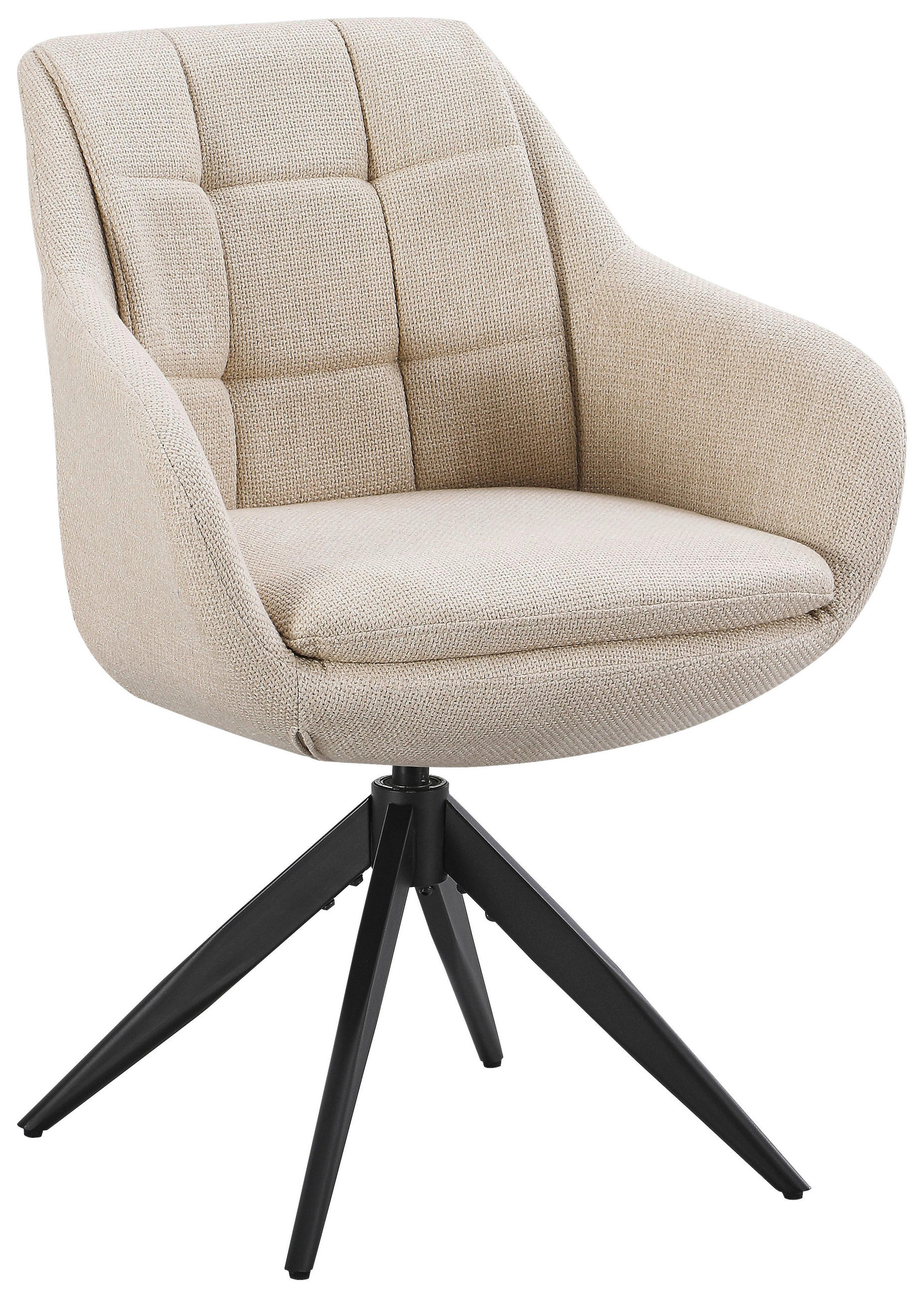ARMLEHNSTUHL  Sitzfläche 360° drehbar, automatische Rückholfunktion Webstoff  Schwarz, Beige  - Beige/Schwarz, Design, Textil/Metall (63/83/61cm) - Novel