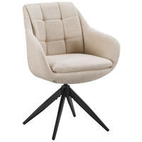 ARMLEHNSTUHL  Sitzfläche 360° drehbar, automatische Rückholfunktion Webstoff  Schwarz, Beige  - Beige/Schwarz, Design, Textil/Metall (63/83/61cm) - Novel
