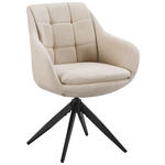 ARMLEHNSTUHL  Sitzfläche 360° drehbar, automatische Rückholfunktion Webstoff  Schwarz, Beige  - Beige/Schwarz, Design, Textil/Metall (63/83/61cm) - Novel