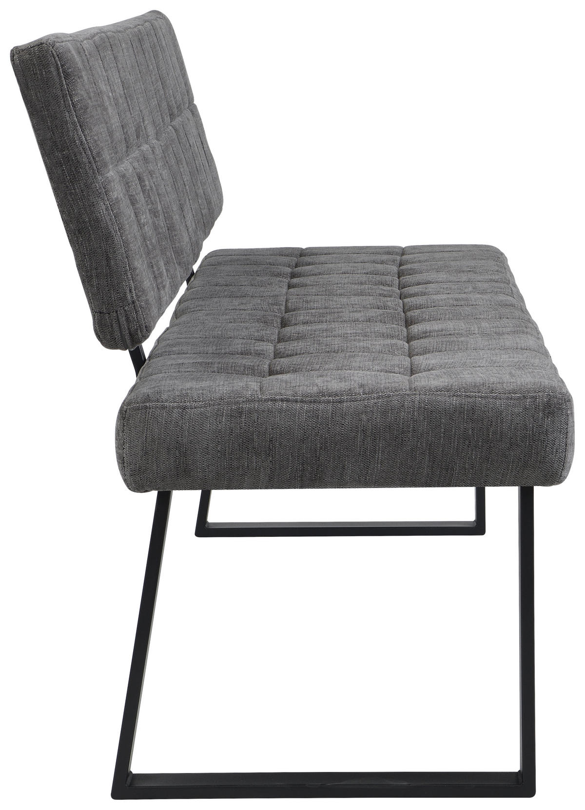 SITZBANK Metall, Textil Hellgrau  - Hellgrau/Schwarz, Modern, Textil/Metall (180/85/56cm) - Livetastic