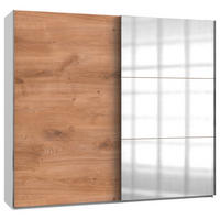 SCHWEBETÜRENSCHRANK in Eichefarben, Weiss  - Chromfarben/Weiss, Modern, Holzwerkstoff (250/216/65cm) - MID.YOU