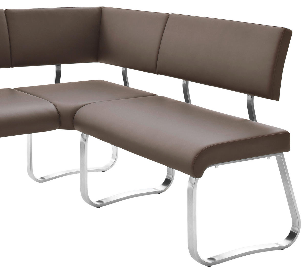 ECKBANK 200/150 cm Lederlook Braun, Edelstahlfarben   - Edelstahlfarben/Braun, Design, Textil/Metall (200/150cm) - Livetastic