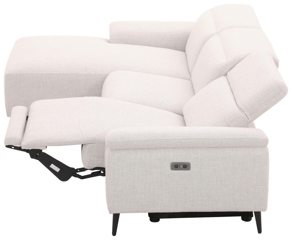 ECKSOFA inkl. Funktionen Hellgrau Leinenoptik  - Schwarzchrom/Hellgrau, Design, Holz/Kunststoff (270/75/171cm) - Xora