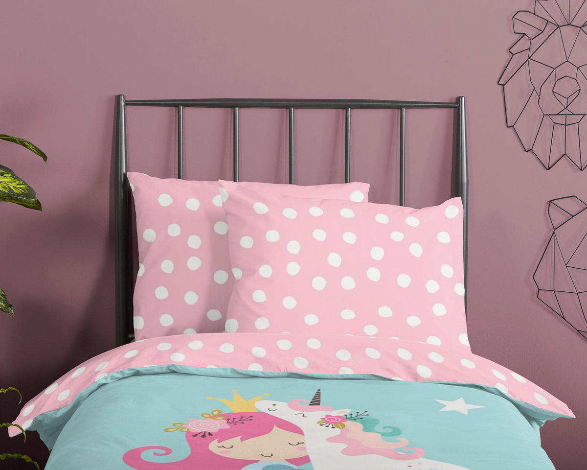 KINDERBETTWÄSCHE 140/200 cm  - Champagner/Pastellblau, Basics, Textil (140/200cm)