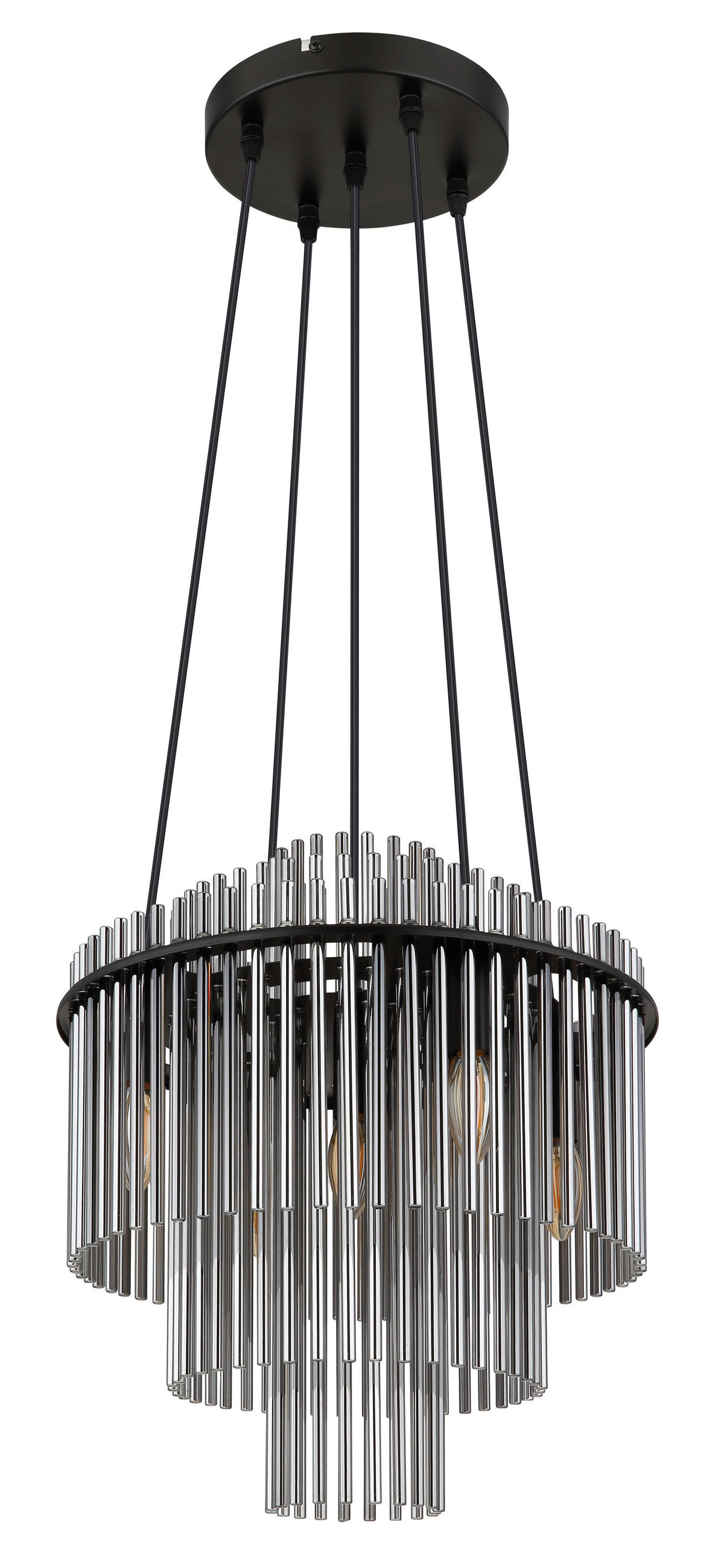 HÄNGELEUCHTE 40/120 cm  - Schwarz/Grau, Basics, Glas/Kunststoff (40/120cm) - Globo