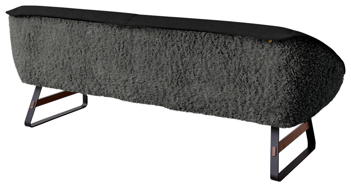 SITZBANK 229/88/80 cm  in Anthrazit  - Anthrazit/Schwarz, Design, Leder/Holz (229/88/80cm) - Koinor