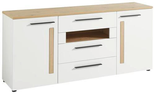 KOMMODE  in 180/81/44 cm  - Eichefarben/Schwarz, MODERN, Holzwerkstoff/Kunststoff (180/81/44cm) - Livetastic