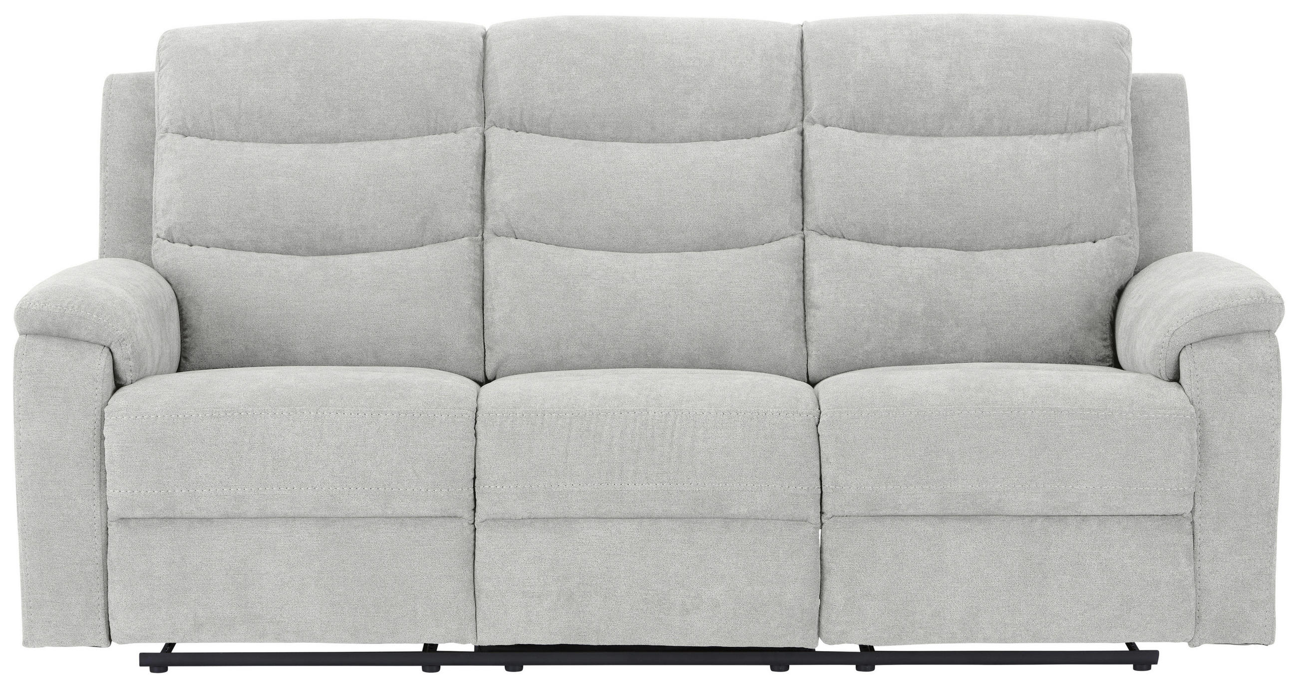 3-SITZER-SOFA Webstoff Hellgrau  - Hellgrau/Schwarz, KONVENTIONELL, Kunststoff/Textil (208/102/93cm) - P & B