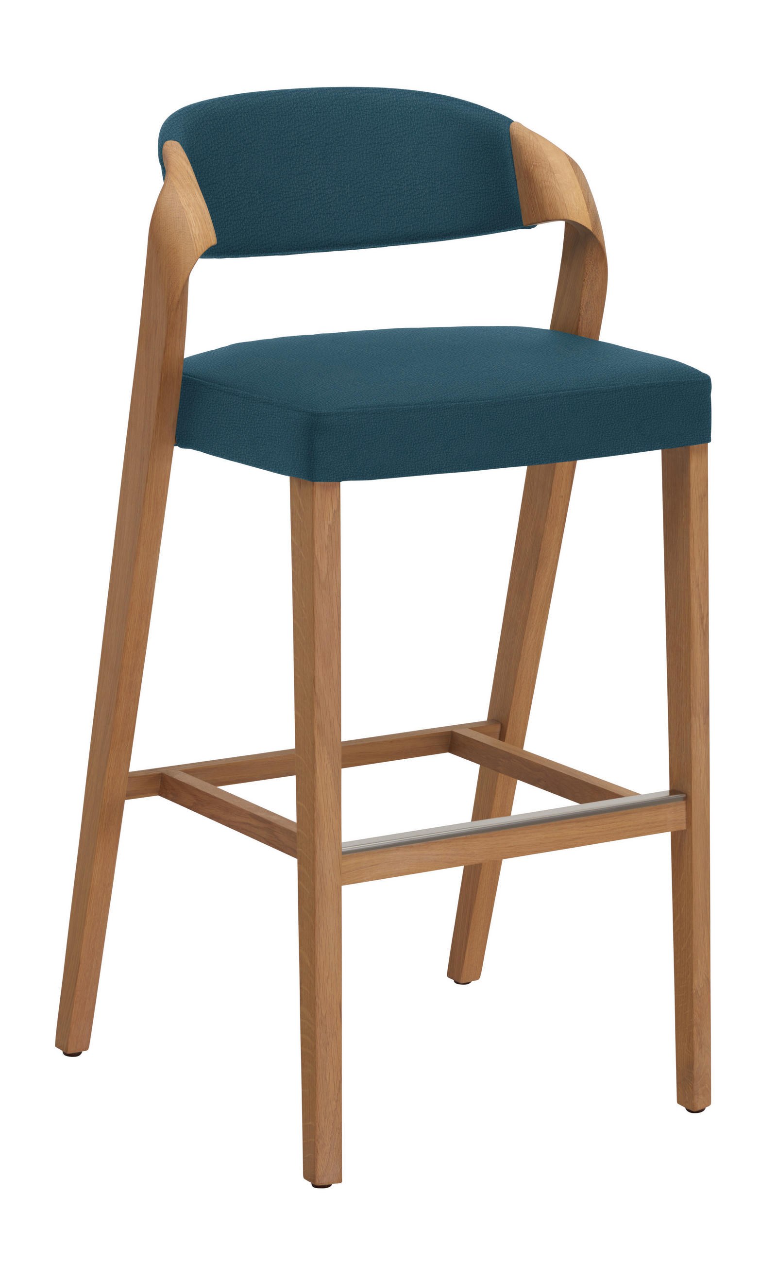 BARHOCKER Holz, Leder Blau, Wildeiche  - Blau/Wildeiche, Natur, Leder/Holz (52/103/52cm) - Voglauer