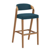 BARHOCKER Holz, Leder Blau, Wildeiche  - Blau/Wildeiche, Natur, Leder/Holz (52/103/52cm) - Voglauer