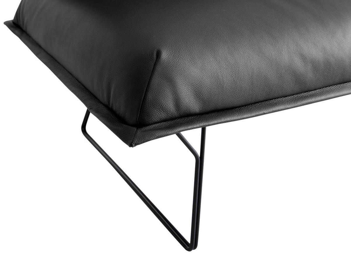 SITZBANK 200/98/72 cm Echtleder Schwarz Metall  - Schwarz, Design, Leder/Metall (200/98/72cm) - Koinor