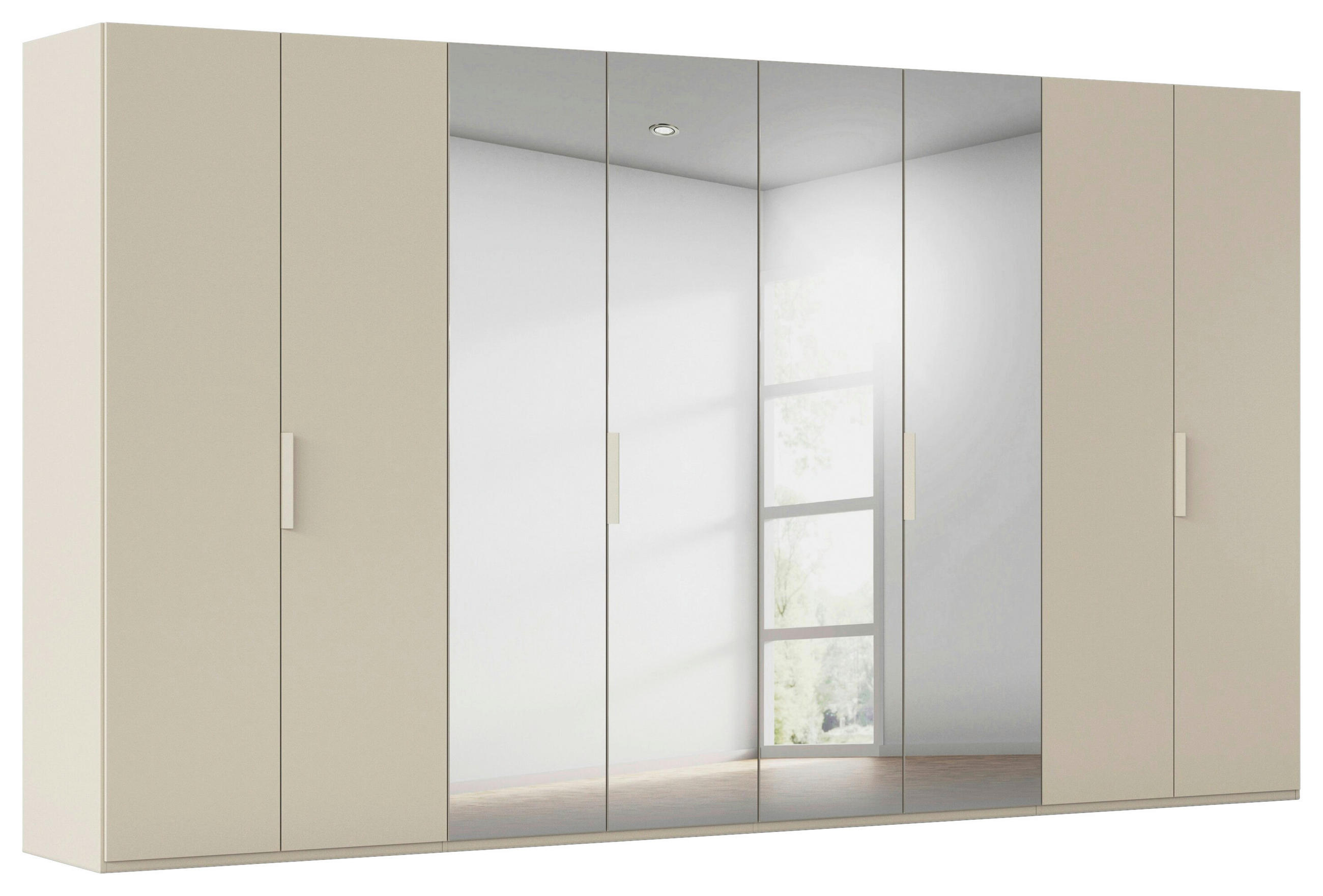 DREHTÜRENSCHRANK 400/223/61 cm,  in Champagner, 8-türig  - Champagner, Basics, Glas/Holzwerkstoff (400/223/61cm) - Novel