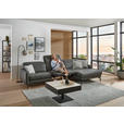 ECKSOFA Anthrazit Echtleder Kopfteilverstellung  - Anthrazit/Schwarz, Design, Leder/Metall (323/179cm) - Dieter Knoll