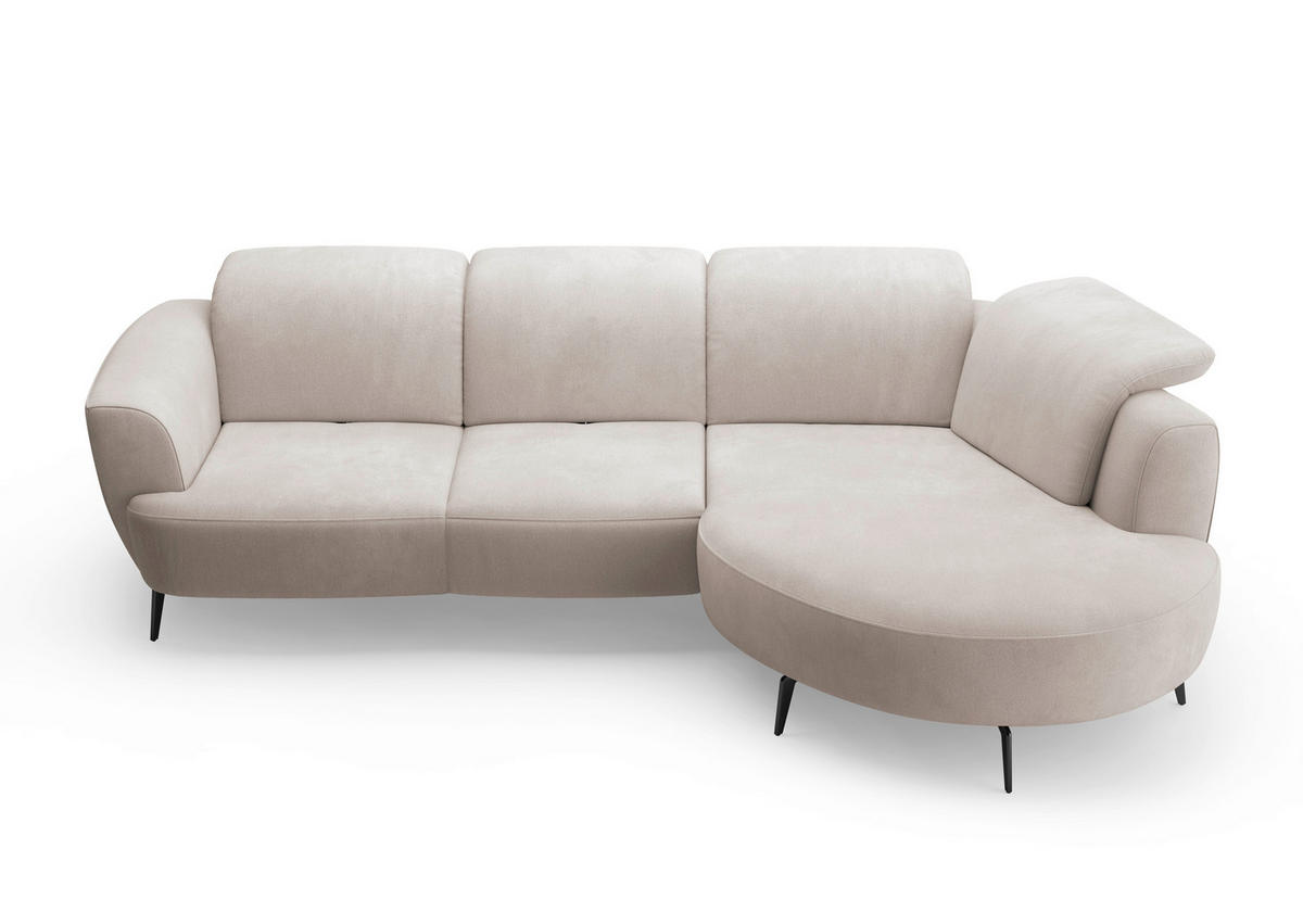 ECKSOFA ZOE E Greige Flachgewebe  - Greige/Schwarz, KONVENTIONELL, Textil/Metall (309/199cm) - Sit & More