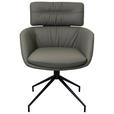 ARMLEHNSTUHL  Lederauswahl, Wippfunktion, Sitzfläche 360° drehbar  Echtleder  - Dunkelgrau/Schwarz, Design, Leder/Metall (62/92/66cm) - Dieter Knoll