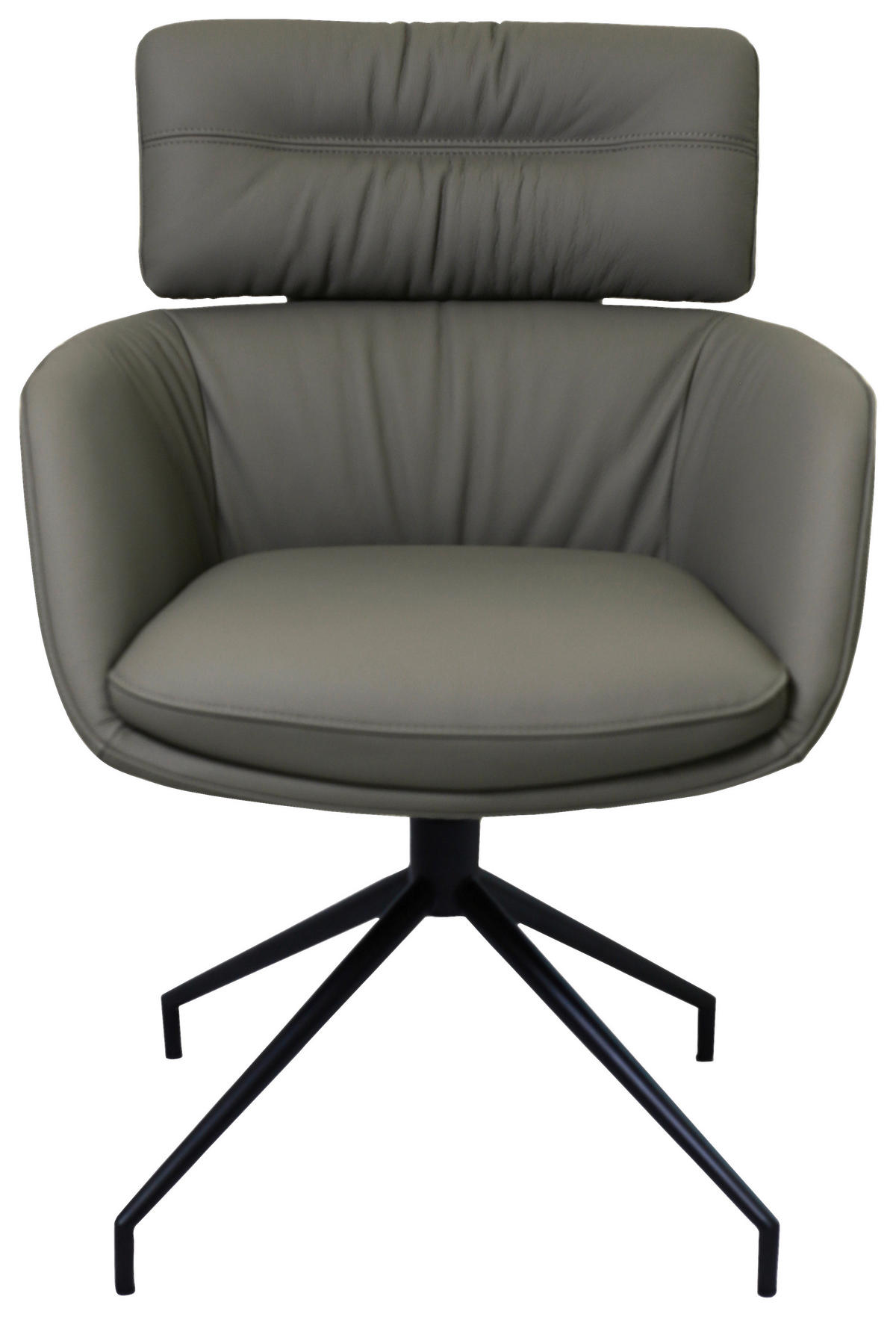 ARMLEHNSTUHL  Lederauswahl, Wippfunktion, Sitzfläche 360° drehbar  Echtleder  - Dunkelgrau/Schwarz, Design, Leder/Metall (62/92/66cm) - Dieter Knoll