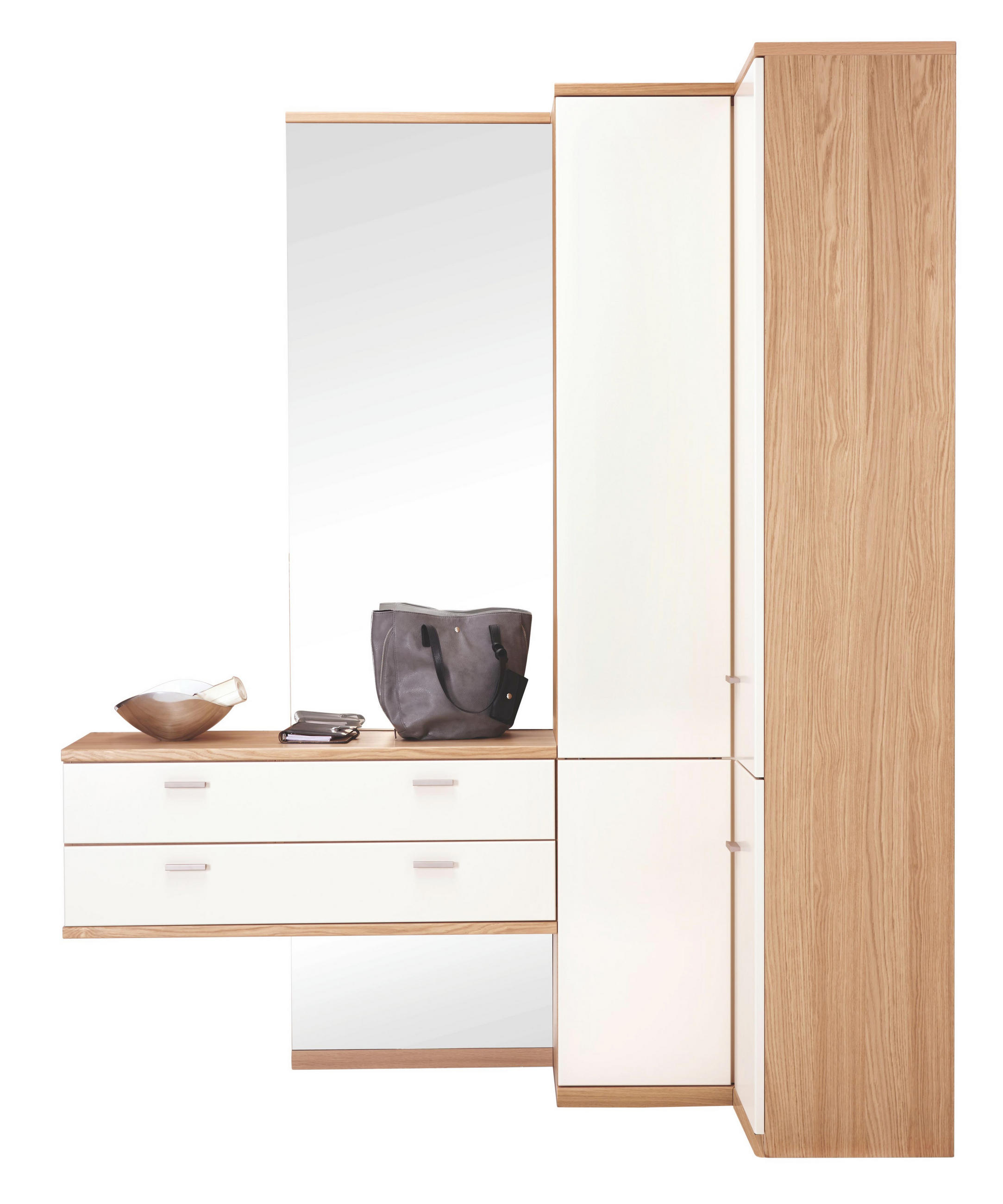 GARDEROBE 3-teilig  in 182,1/218,3/39,1 cm  - Eichefarben/Creme, Design, Holz/Holzwerkstoff (182,1/218,3/39,1cm) - Invivus