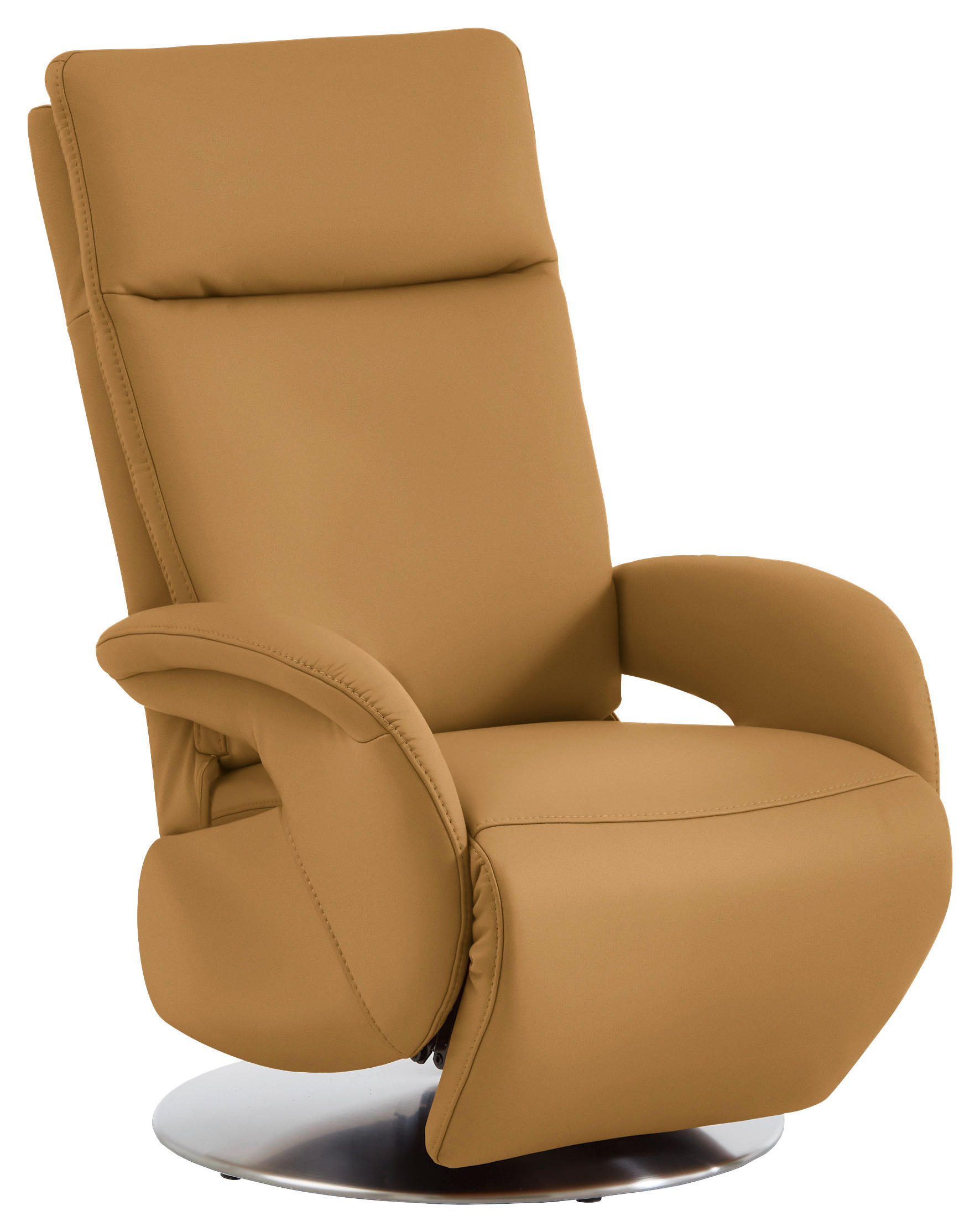 RELAXSESSEL in Leder Cognac  - Edelstahlfarben/Cognac, Design, Leder/Metall (70/108/80cm) - Cantus