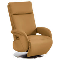 RELAXSESSEL in Leder Cognac  - Edelstahlfarben/Cognac, Design, Leder/Metall (70/108/80cm) - Cantus