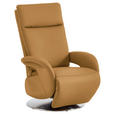 RELAXSESSEL in Leder Cognac  - Edelstahlfarben/Cognac, Design, Leder/Metall (70/108/80cm) - Cantus