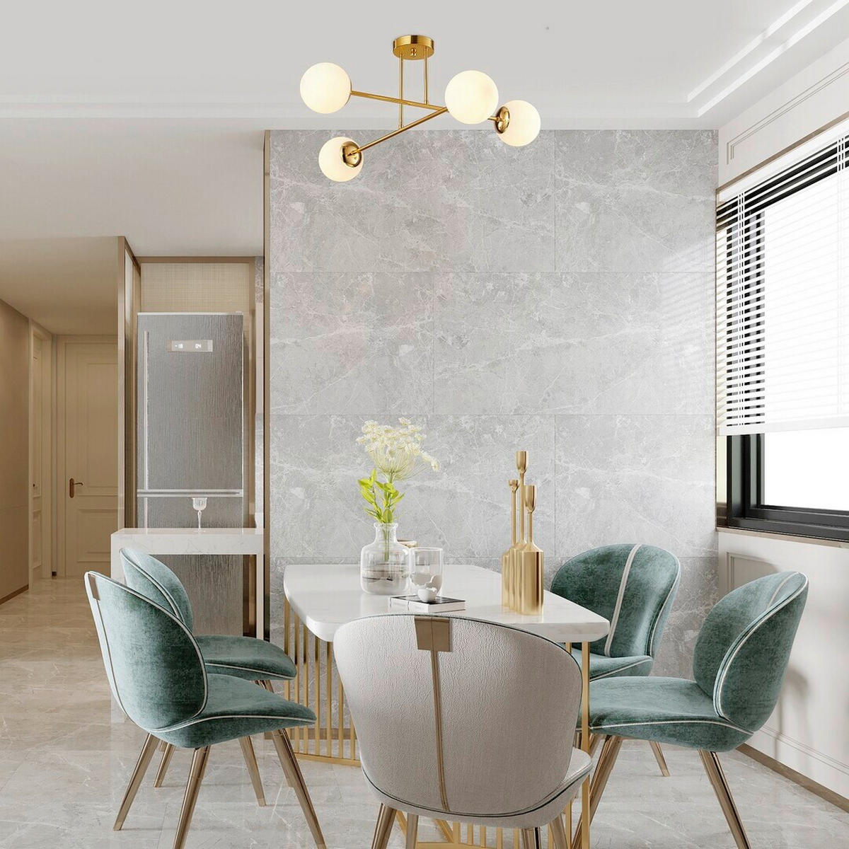 LUSTER       - bela/zlatna, Osnovno, staklo/metal (77/30cm)