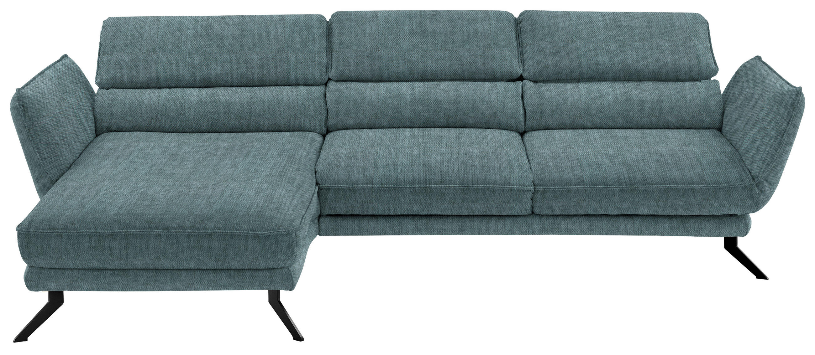 ECKSOFA in Velours Opal  - Opal/Schwarz, Design, Textil/Metall (153/283cm) - Valdera