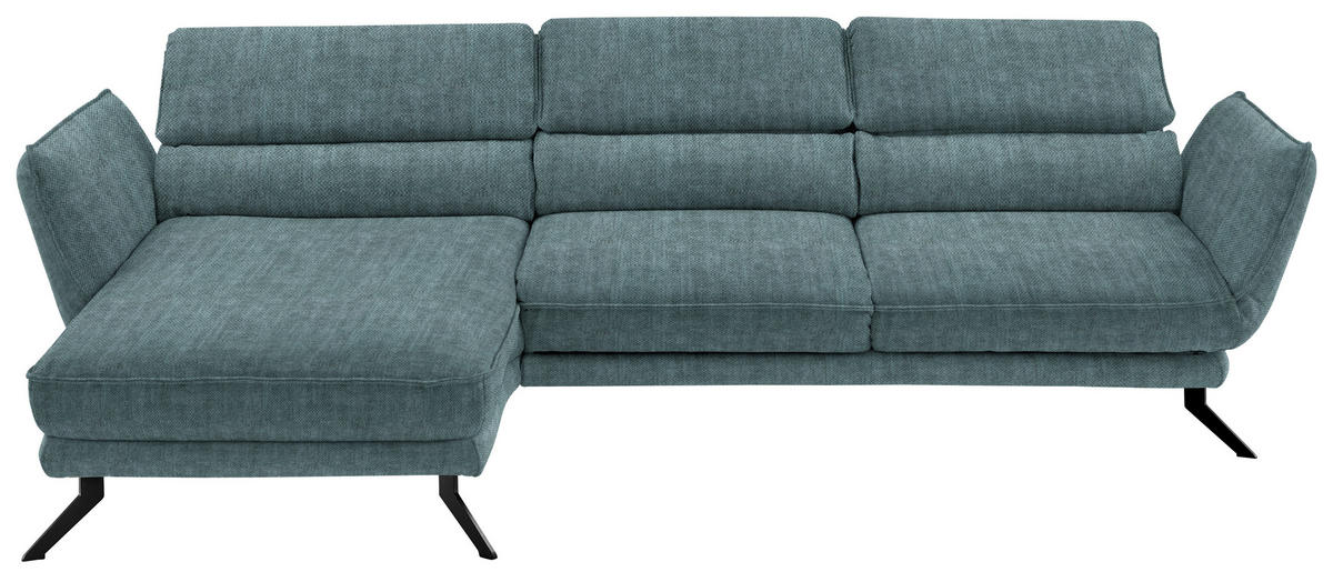 ECKSOFA in Velours Opal  - Opal/Schwarz, Design, Textil/Metall (153/283cm) - Valdera