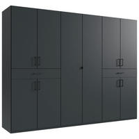 GARDEROB MED GÅNGJÄRNSDÖRRAR 270/208/58 cm 10-dörrar - grafitfärgad/svart, Klassisk, trämaterial/plast (270/208/58cm) - Carryhome