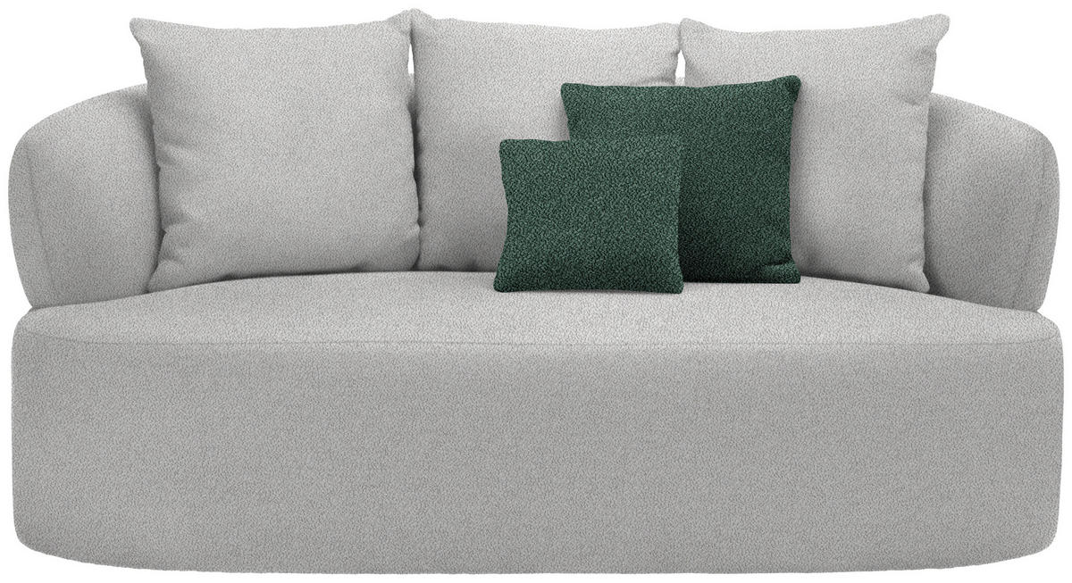 2-SITZER-SOFA in Plüsch Grau  - Dunkelgrün/Schwarz, MODERN, Kunststoff/Textil (177/86/105cm) - Hom`in