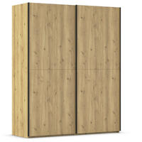 SCHWEBETÜRENSCHRANK 180/223/68 cm 2-türig Eichefarben  - Eichefarben/Schwarz, Design, Holz/Holzwerkstoff (180/223/68cm) - Novel