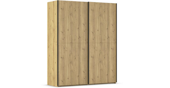 SCHWEBETÜRENSCHRANK 180/223/68 cm 2-türig Eichefarben  - Eichefarben/Schwarz, Design, Holz/Holzwerkstoff (180/223/68cm) - Novel