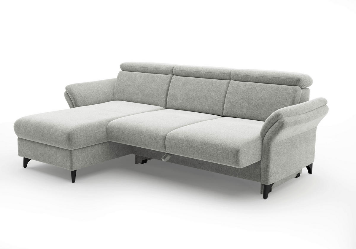 ECKSOFA Flachgewebe Hellgrau  - Hellgrau/Schwarz, Konventionell, Textil/Metall (166/253cm) - Sit & More