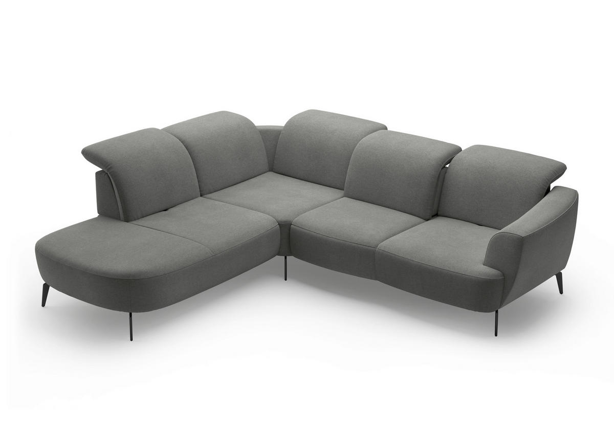 ECKSOFA in Mikrofaser Schlammfarben  - Schlammfarben/Schwarz, Konventionell, Textil/Metall (267/300cm) - Sit & More