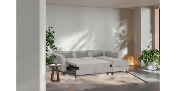 ECKSOFA Hellgrau Velours - Hellgrau/Schwarz, KONVENTIONELL, Holz/Textil (244/159cm) - Carryhome